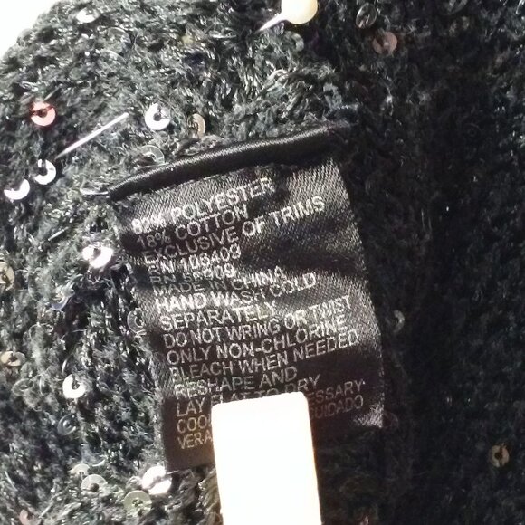 Alex Marie Knit Sweater Vest Lady-L Metallic Sequins Black Silver Gray Colorbloc - Picture 6 of 8